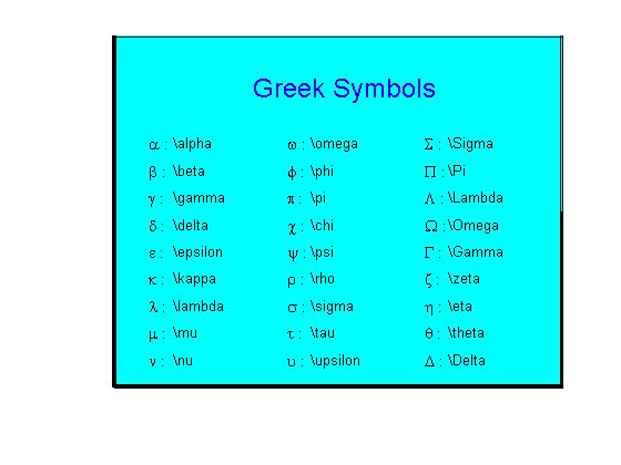 MATLAB Greek Symbols